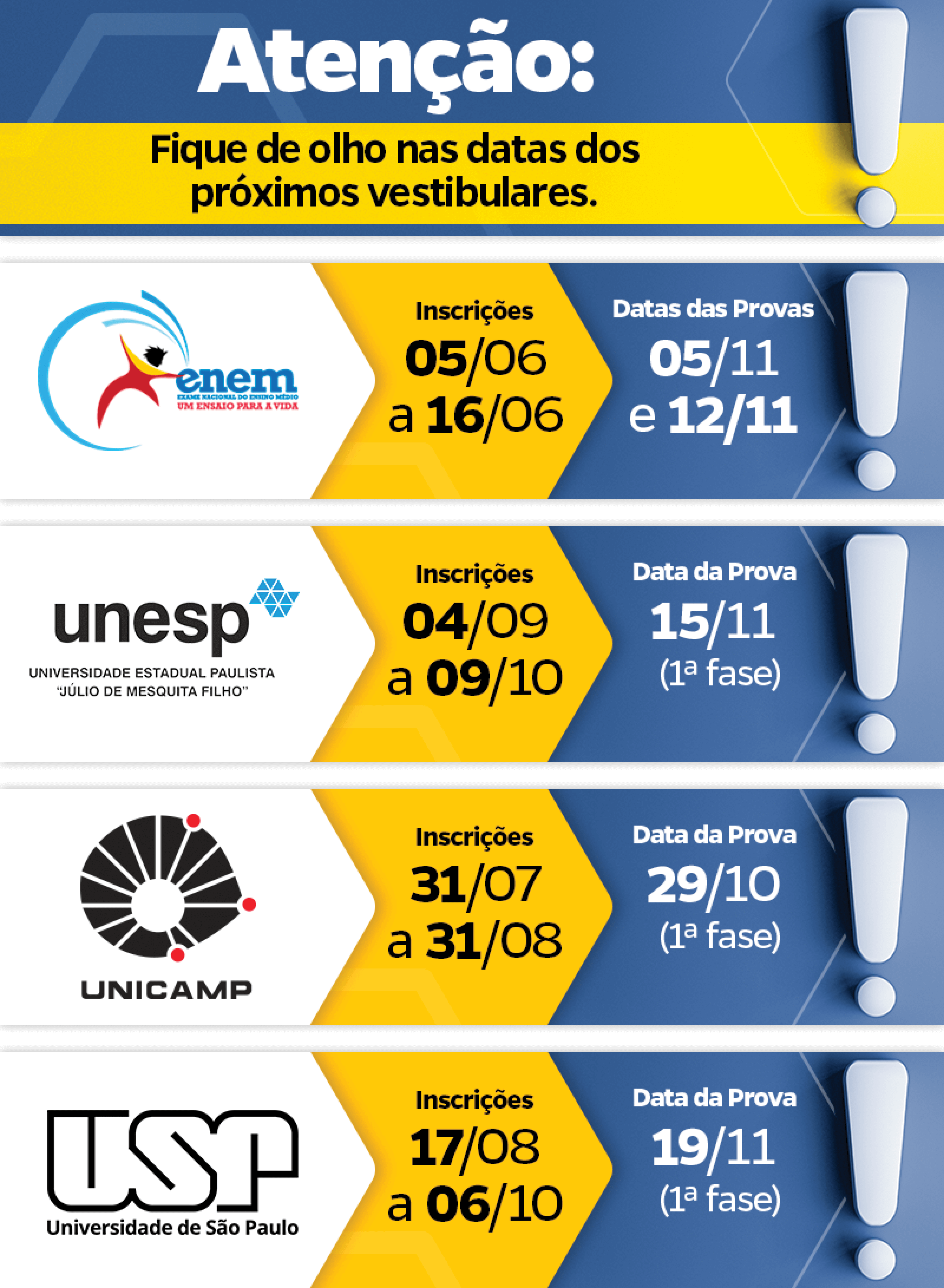 Fique Ligado Nas Datas De Inscrições E De Provas Dos Principais ...